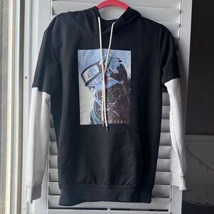 Black and Gray Custom Kakashi Graphic Hoodie Shirt